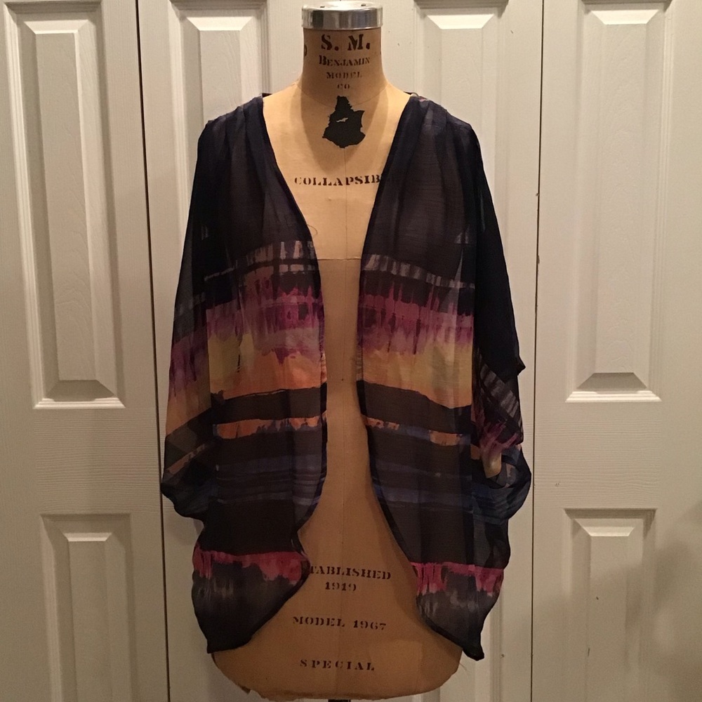 Multi color sheer kimono